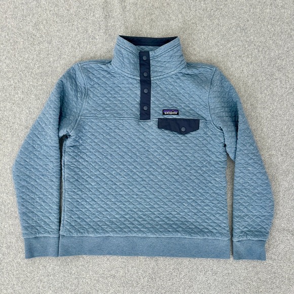 Patagonia Tops - Patagonia Quilt Snap T Pullover Womens Medium Wavy Blue Cotton Cozy Layer 25282
